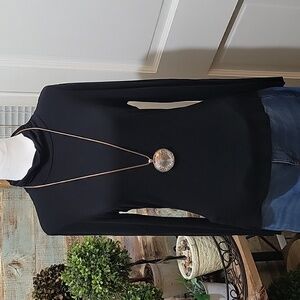 Spense Womens Classic Black Long Sleeve Knit Stretch Career Top Sz M Lagenlook